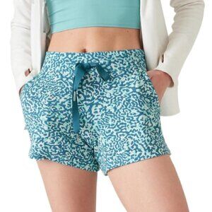Athleta NWT Balance Clouded Leopard 4” Shortie Shorts, Teal Blue M - Stretchy